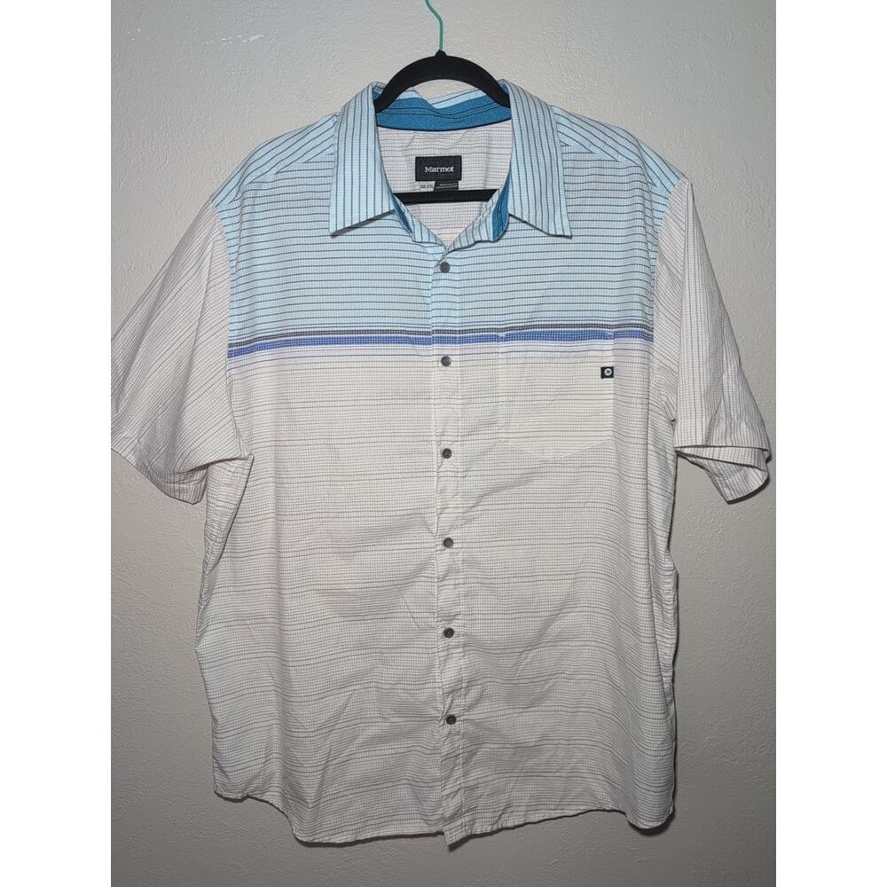 Marmot Short Sleeve Textured Button Up Mens Shirt Outdoors Lightweight XXL